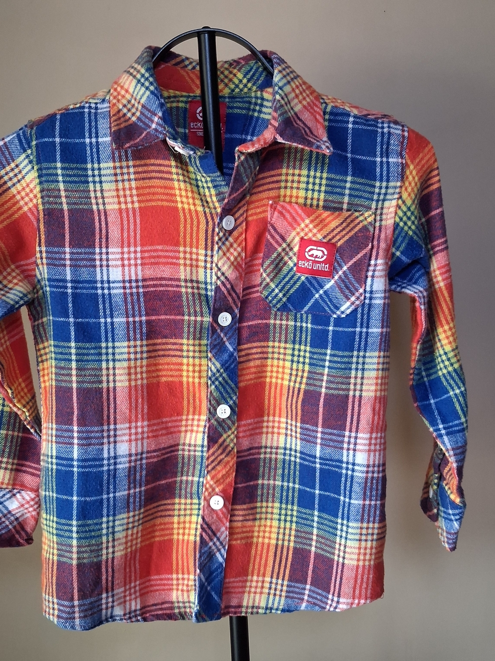 Ecko Unltd. Boy's Kids Red, Blue, White, Yellow Flannel Shirt; Size 6
